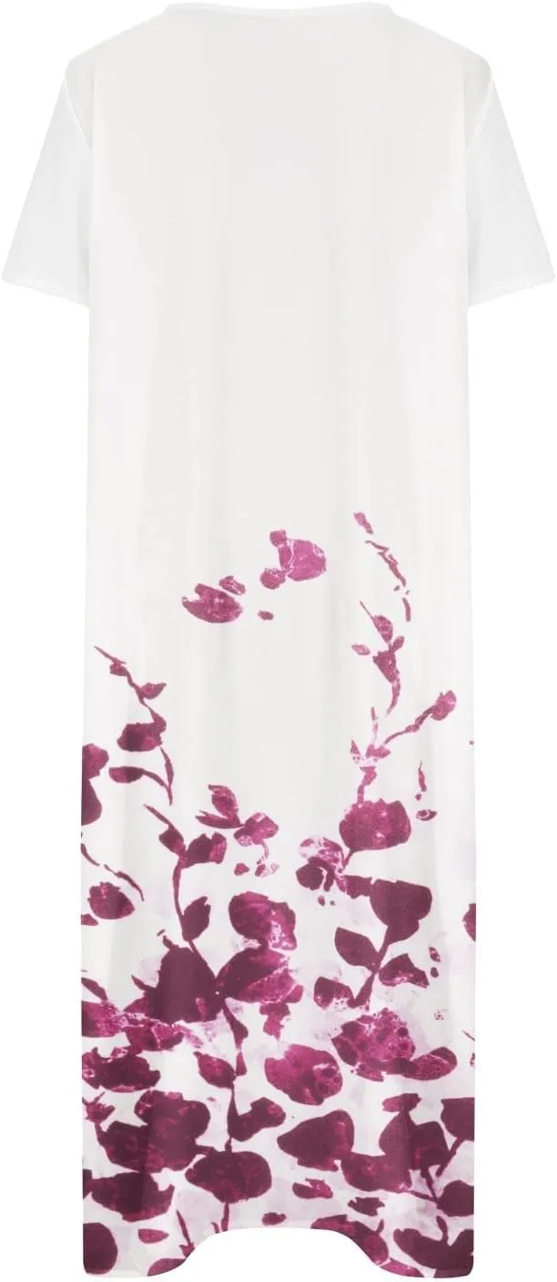 2023 Summer Dresses for Women Casual Stripe Button V Neck Sleeveless Pocket Long Holiday Dress Floral Beach Dress
