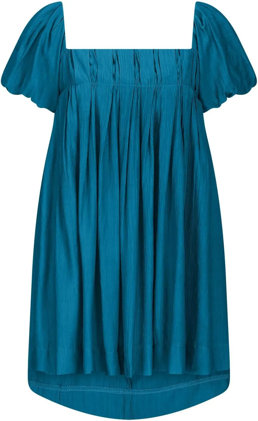 2025 Women's Puff Sleeve Sweet Mini Dress Square Neck Flowy Adorable and Retro Dresses for Picnics, Summer Vacations