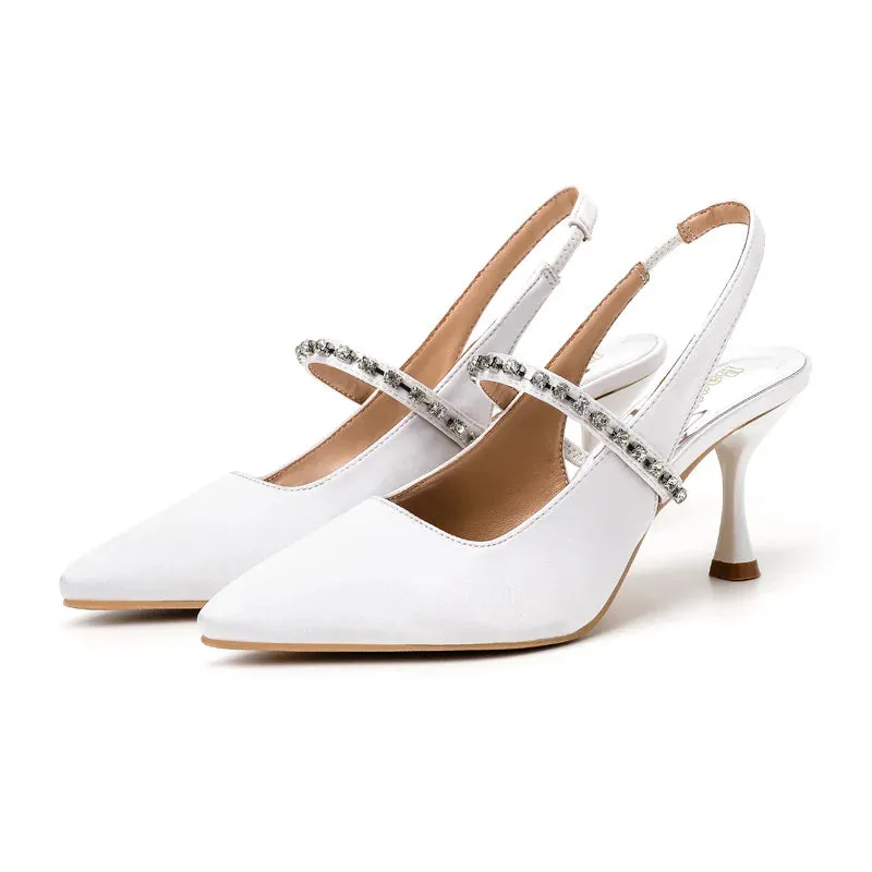 Advbridge  Summer Sandals Female Crystal Bridal shoes woman Fashion Thin Heel Bling Girls Pointed Toe fashion Sandals Sling-Back