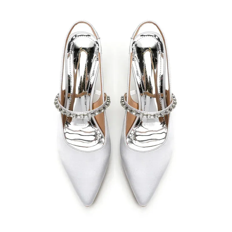 Advbridge  Summer Sandals Female Crystal Bridal shoes woman Fashion Thin Heel Bling Girls Pointed Toe fashion Sandals Sling-Back