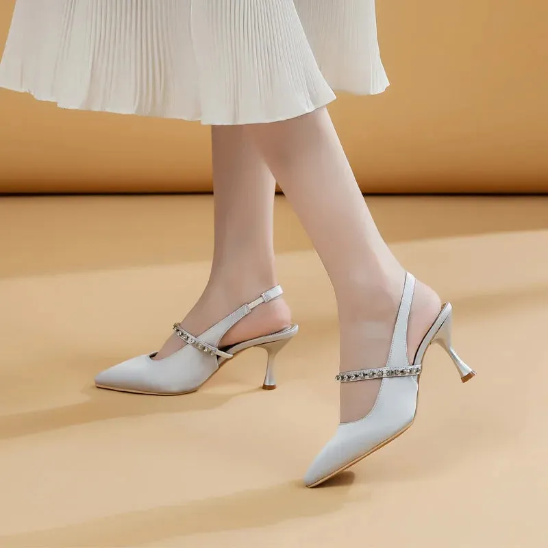 Advbridge  Summer Sandals Female Crystal Bridal shoes woman Fashion Thin Heel Bling Girls Pointed Toe fashion Sandals Sling-Back