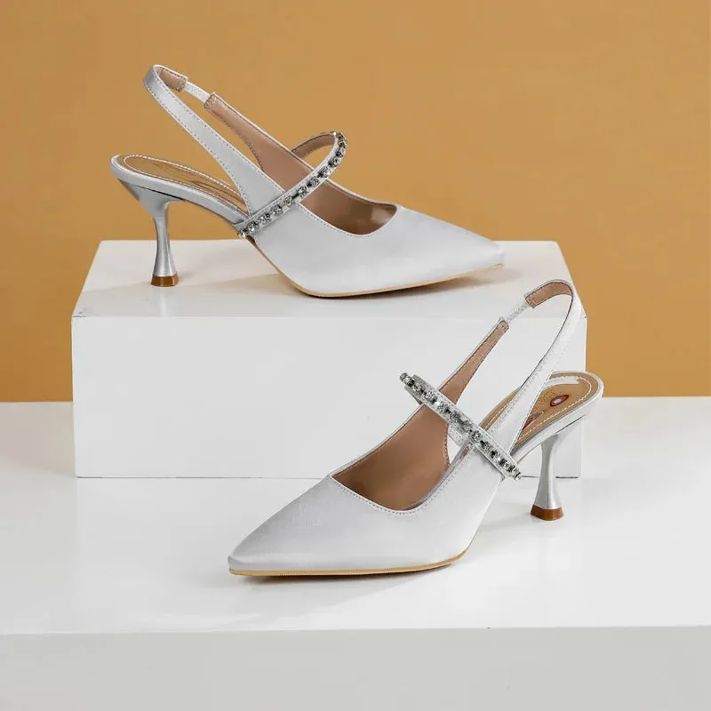 Advbridge  Summer Sandals Female Crystal Bridal shoes woman Fashion Thin Heel Bling Girls Pointed Toe fashion Sandals Sling-Back
