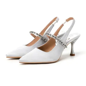Advbridge  Summer Sandals Female Crystal Bridal shoes woman Fashion Thin Heel Bling Girls Pointed Toe fashion Sandals Sling-Back