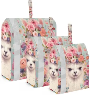 Alpaca Floral Packing Cubes Set of 3, Lightweight Travel Luggage Organizers Foldable Bags for Easy Packing and Organization