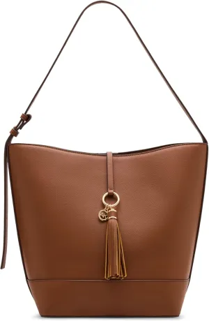 Anne Klein Womens Large Tassel Hobo, Chestnut