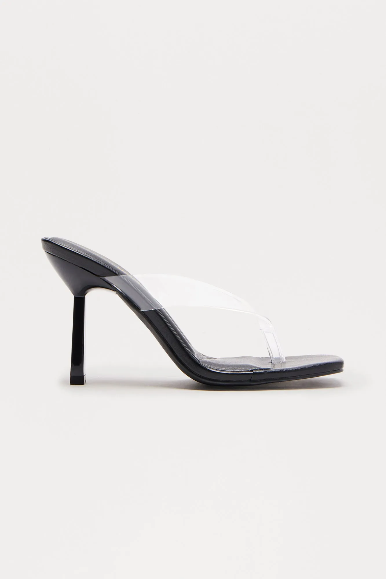 Aperol Clear Thong Mules - Black