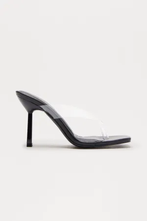 Aperol Clear Thong Mules - Black