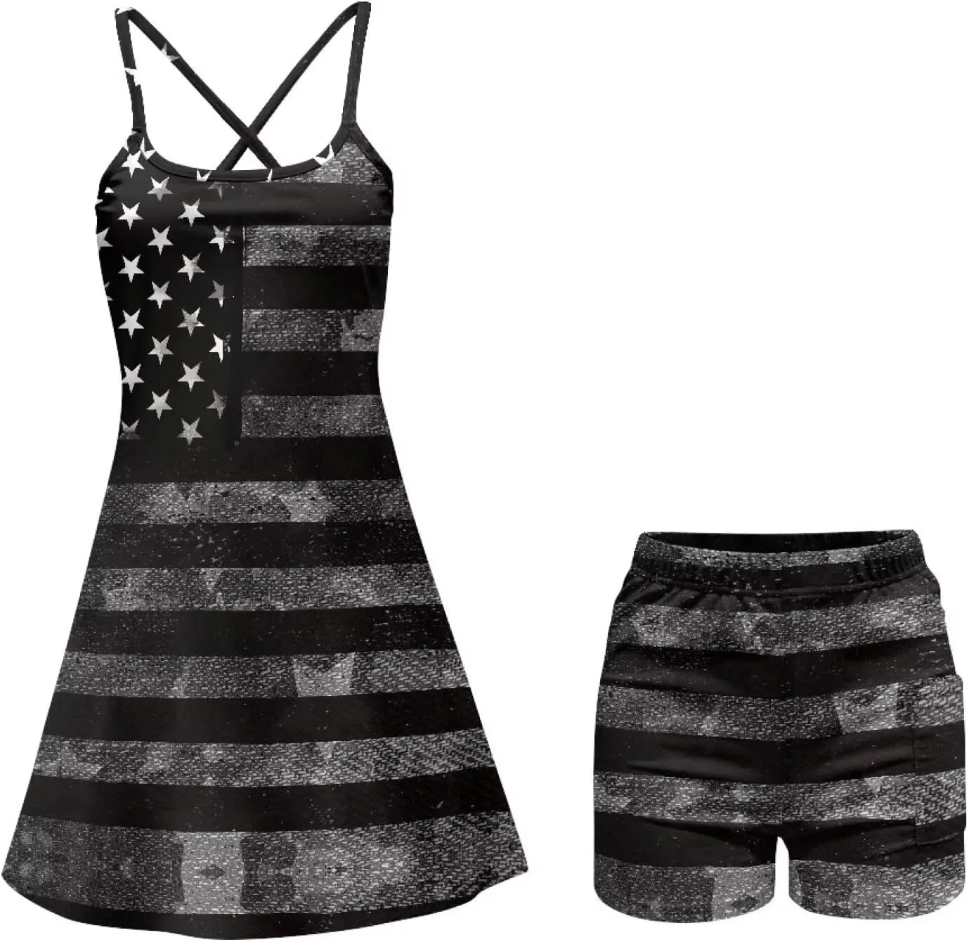 Biyejit Womens Tennis Dress, Workout Dress with Shorts Pockets Sleeveless Golf Athletic Dresses Quick Dry Pickleball Outfits