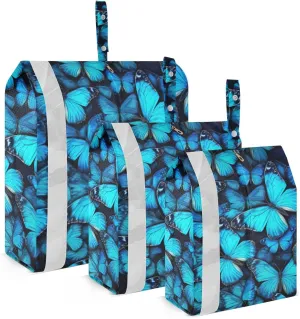 Blue Butterflies Packing Cubes Set of 3, Lightweight Travel Luggage Organizers Foldable Bags for Easy Packing and Organization