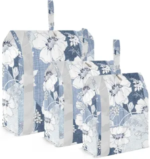 Blue Flowers Packing Cubes Set of 3, Lightweight Travel Luggage Organizers Foldable Bags for Easy Packing and Organization