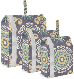 Bohemian Mandala Packing Cubes Set of 3, Lightweight Travel Luggage Organizers Foldable Bags for Easy Packing and Organization