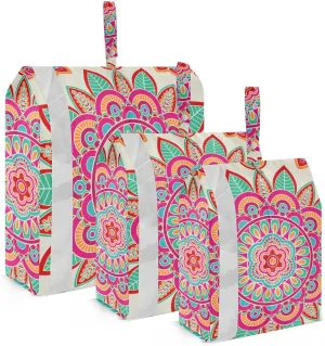 Boho Mandala Packing Cubes Set of 3, Lightweight Travel Luggage Organizers Foldable Bags for Easy Packing and Organization
