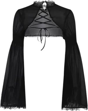 Bolero Shrug Top Trad Goth Black Shawls and Wraps for Evening Dresses Short Cardigan