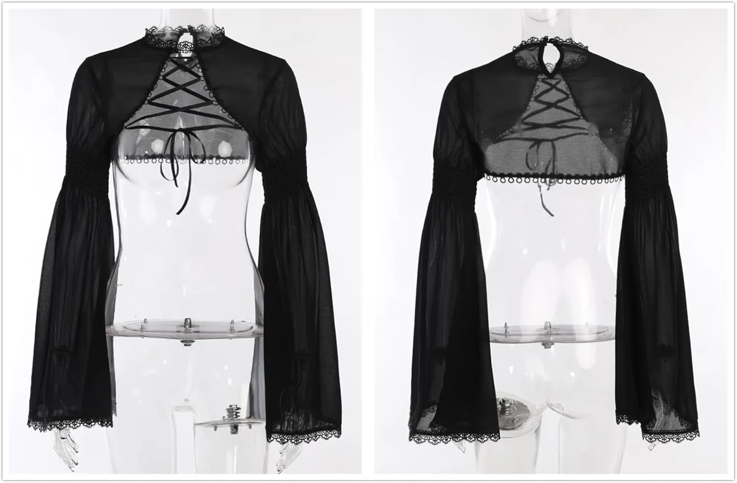 Bolero Shrug Top Trad Goth Black Shawls and Wraps for Evening Dresses Short Cardigan