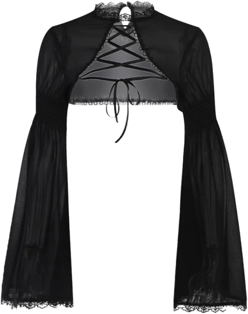 Bolero Shrug Top Trad Goth Black Shawls and Wraps for Evening Dresses Short Cardigan