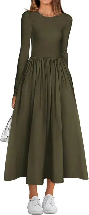 BTFBM Casual Long Sleeve Dresses Spring Dresses 2025 Wedding Guest Dress Midi Dress Flowy Bohemian Long Dress