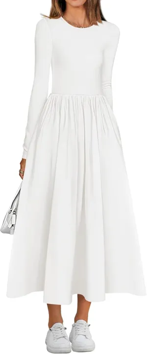 BTFBM Casual Long Sleeve Dresses Spring Dresses 2025 Wedding Guest Dress Midi Dress Flowy Bohemian Long Dress