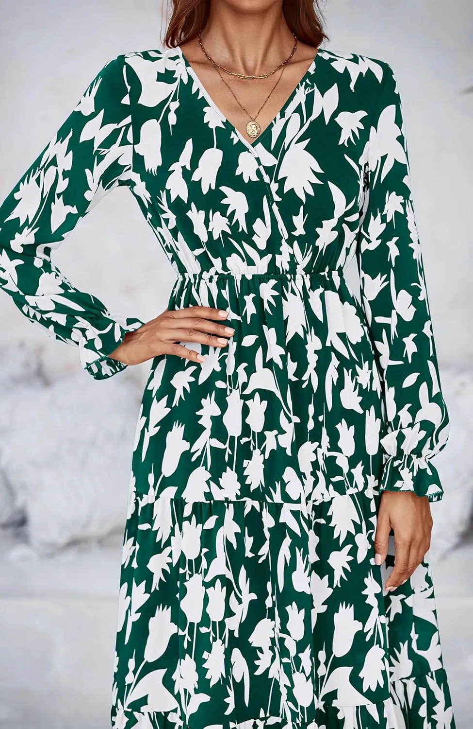 BTFBM Women Spring Dresses 2025 Casual Long Sleeve V Neck Maxi Dresses Floral Boho Long Dress Wedding Guest Dress