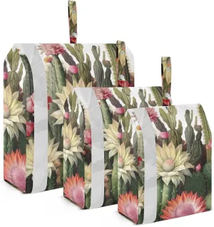 Cactus Plant Packing Cubes Set of 3, Lightweight Travel Luggage Organizers Foldable Bags for Easy Packing and Organization