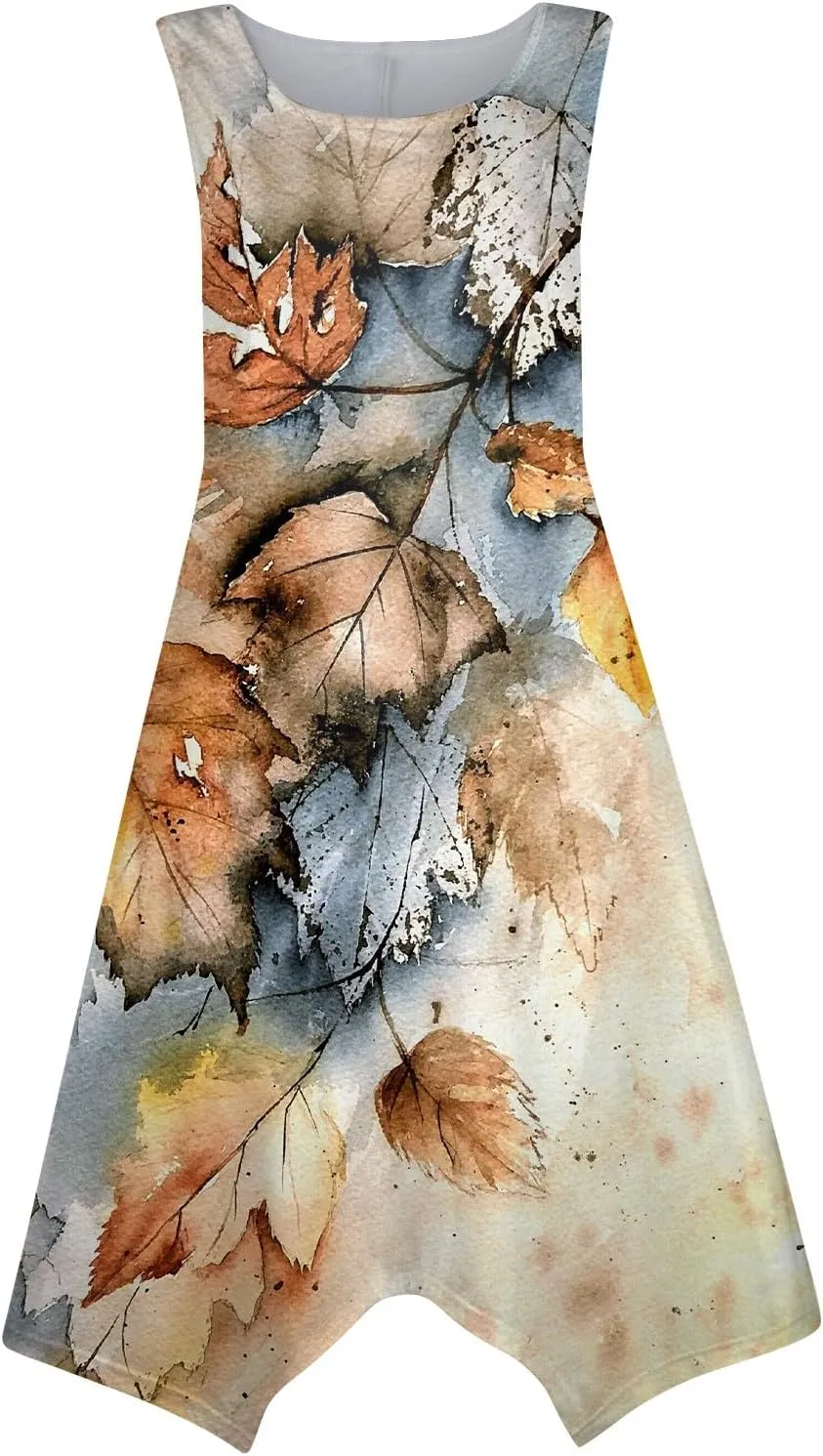 Casual Summer Dresses for Women 2024 Vacation Sleeveless Sundress Midi Loose Hankerchief Hem Beach Dress Tank Dress