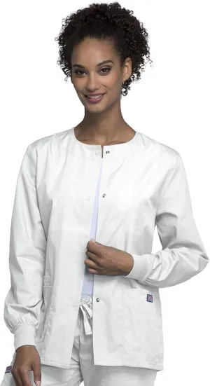 Cherokee scrubs jacket for women, Snap Front Warm-Up Jacket with 3 Pockets and Easy Care - 4350