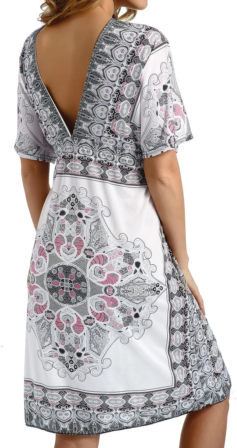 CHERRY CAT Women Cover Ups Swimsuit Casual Loose Beach Dress