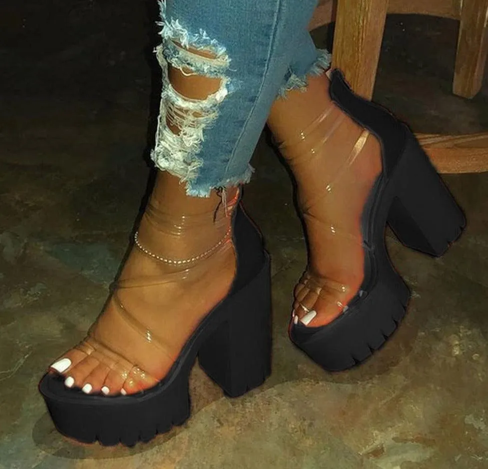 Chunky Heel Night Club Party Platform