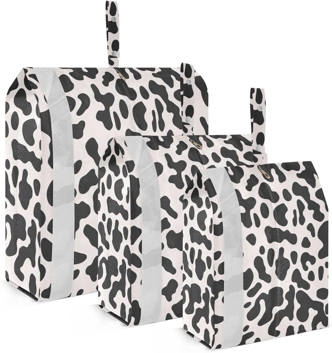 Cow Texture Packing Cubes Set of 3, Lightweight Travel Luggage Organizers Foldable Bags for Easy Packing and Organization