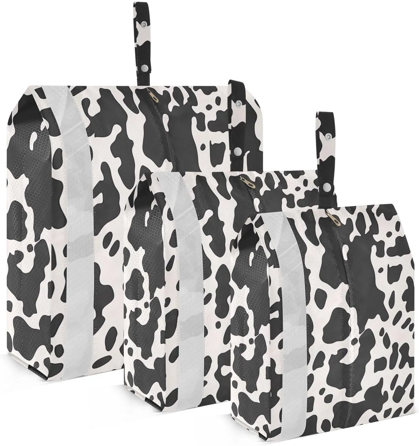 Cow Texture Packing Cubes Set of 3, Lightweight Travel Luggage Organizers Foldable Bags for Easy Packing and Organization