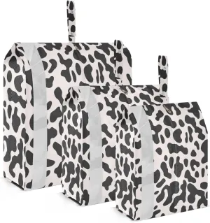 Cow Texture Packing Cubes Set of 3, Lightweight Travel Luggage Organizers Foldable Bags for Easy Packing and Organization