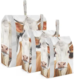 Cows Pattern Packing Cubes Set of 3, Lightweight Travel Luggage Organizers Foldable Bags for Easy Packing and Organization