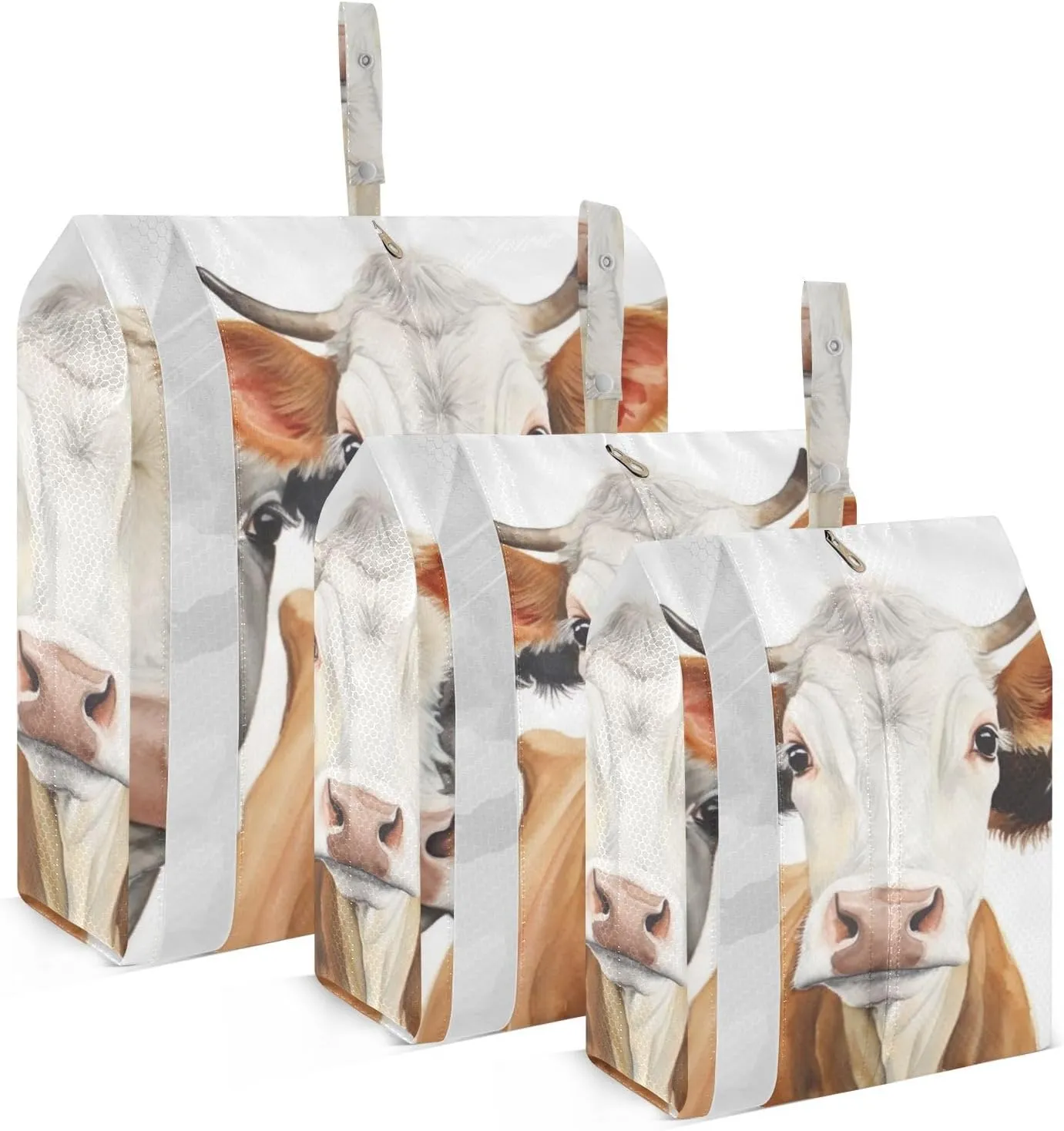 Cows Pattern Packing Cubes Set of 3, Lightweight Travel Luggage Organizers Foldable Bags for Easy Packing and Organization