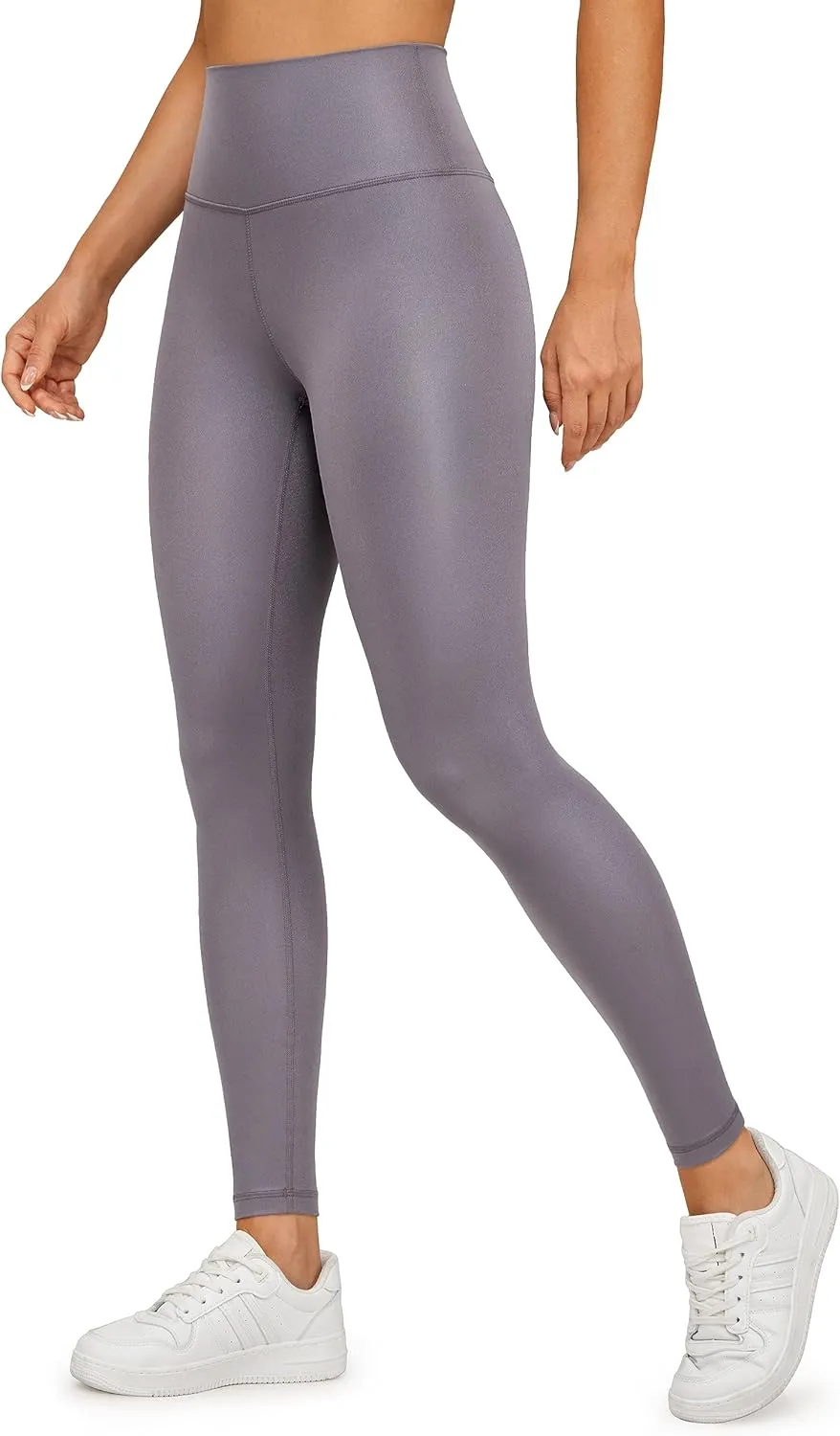 CRZ YOGA Butterluxe Matte Faux Leather Leggings for Women 28" - High Waisted Stretch Ankle Leather Pants Pleather Tights