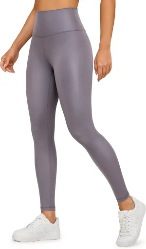CRZ YOGA Butterluxe Matte Faux Leather Leggings for Women 28" - High Waisted Stretch Ankle Leather Pants Pleather Tights