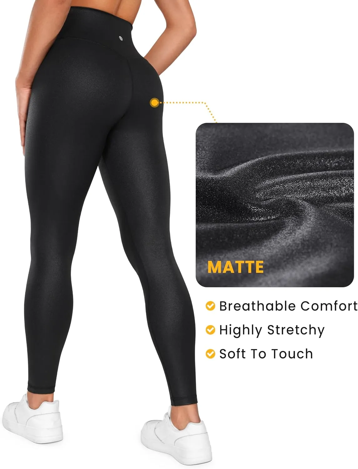 CRZ YOGA Womens Butterluxe Matte Faux Leather Cross Waist Leggings 28" - V Crossover High Waisted Lounge