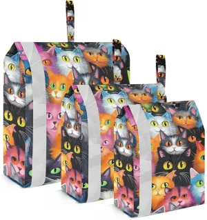 Cute Cats Packing Cubes Set of 3, Lightweight Travel Luggage Organizers Foldable Bags for Easy Packing and Organization