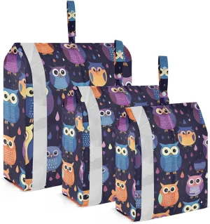 Cute Owls Packing Cubes Set of 3, Lightweight Travel Luggage Organizers Foldable Bags for Easy Packing and Organization