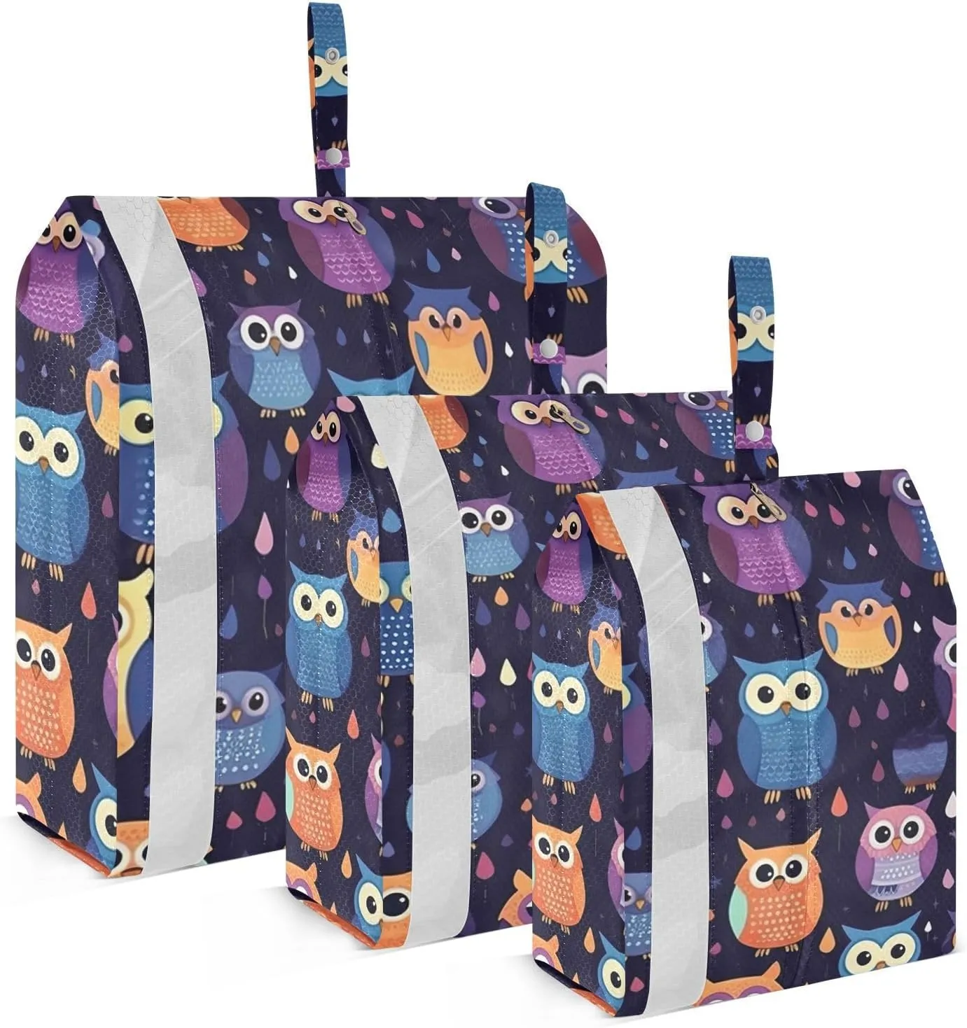 Cute Owls Packing Cubes Set of 3, Lightweight Travel Luggage Organizers Foldable Bags for Easy Packing and Organization