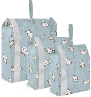 Cute Panda Packing Cubes Set of 3, Lightweight Travel Luggage Organizers Foldable Bags for Easy Packing and Organization