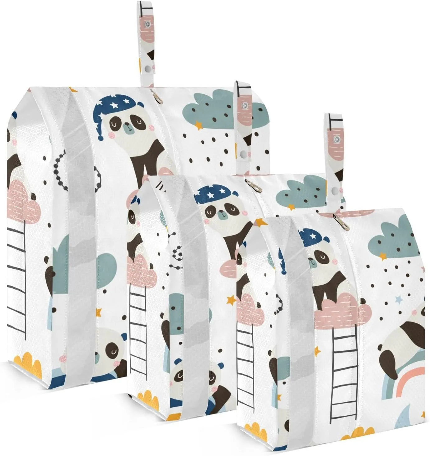 Cute Panda Packing Cubes Set of 3, Lightweight Travel Luggage Organizers Foldable Bags for Easy Packing and Organization