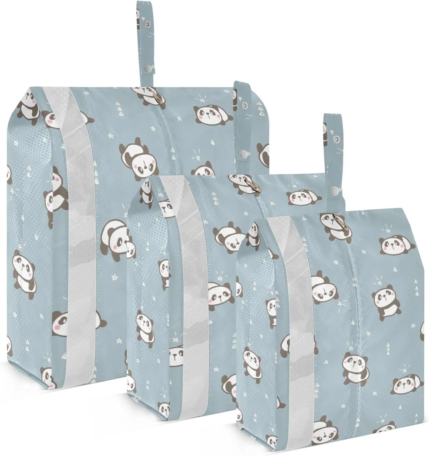 Cute Panda Packing Cubes Set of 3, Lightweight Travel Luggage Organizers Foldable Bags for Easy Packing and Organization