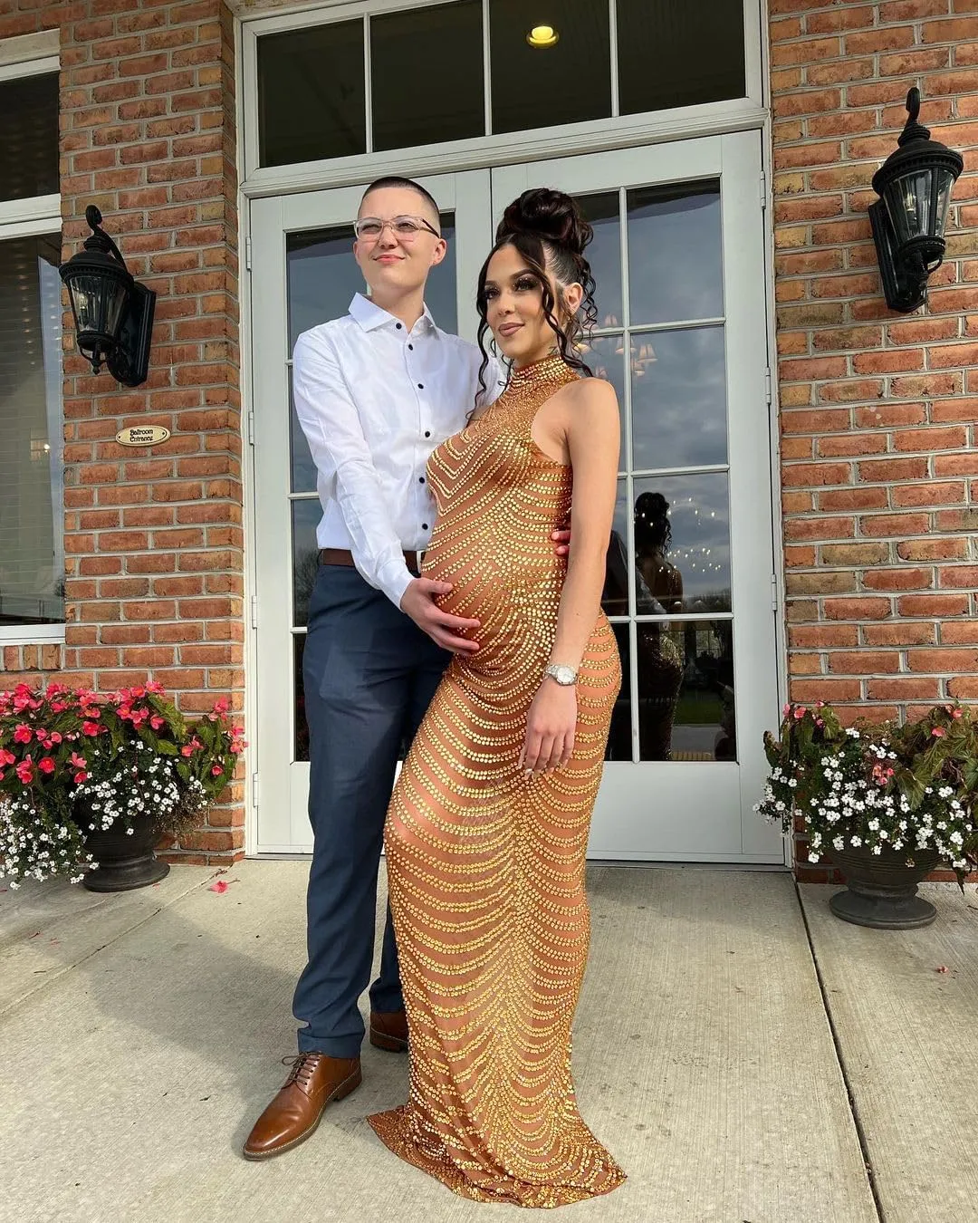 Dedysler Maternity Photography Gown Sleeveless Sexy Shiny Rhinestone Photoshoot Dress for Baby Shower