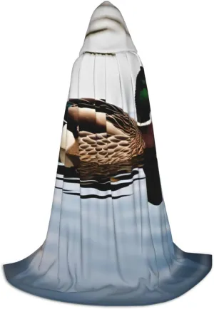 domestic duck print Medieval Hooded Cloak, Halloween Renaissance Costume, Viking Style, Ranger Unisex Cape