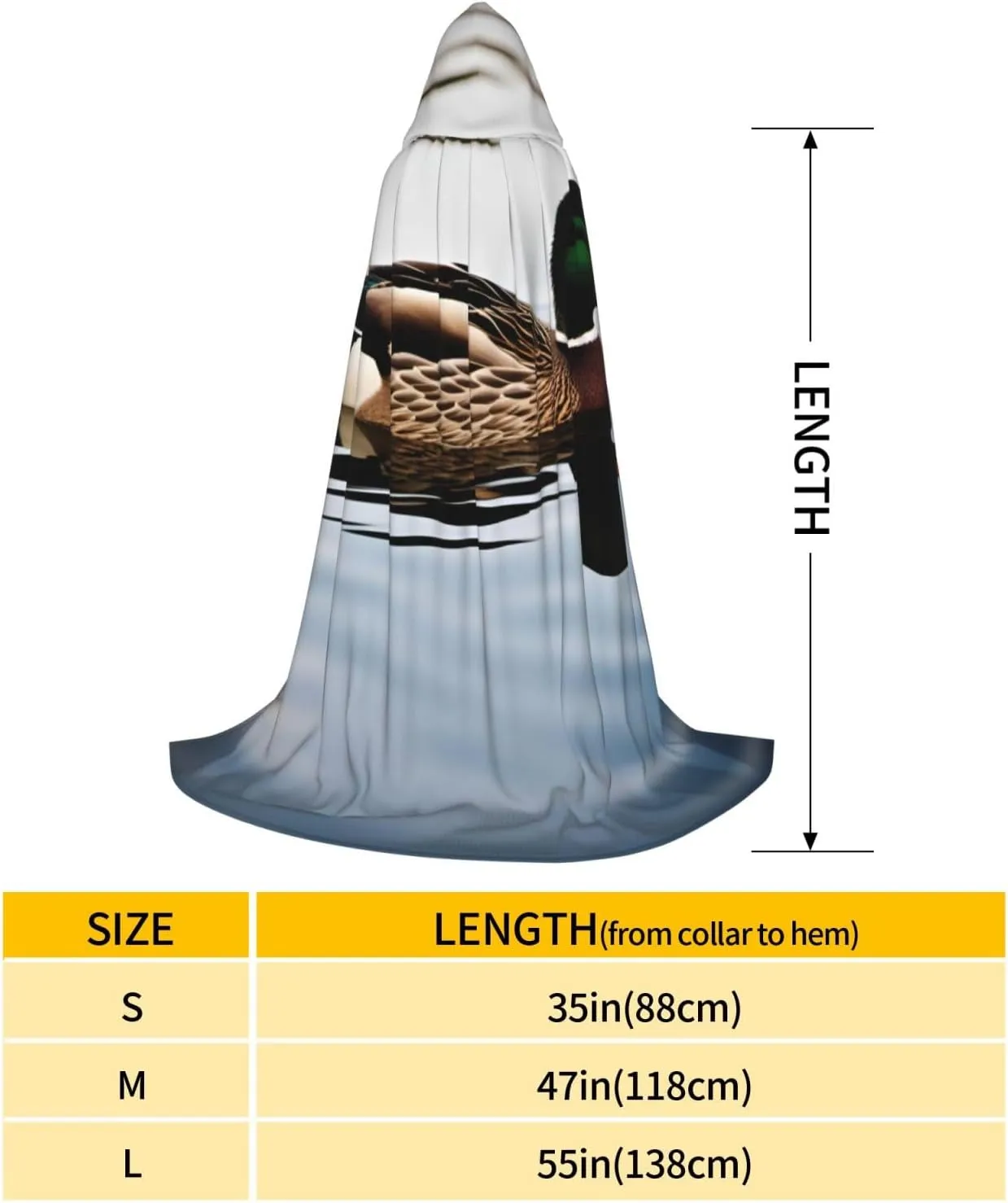 domestic duck print Medieval Hooded Cloak, Halloween Renaissance Costume, Viking Style, Ranger Unisex Cape