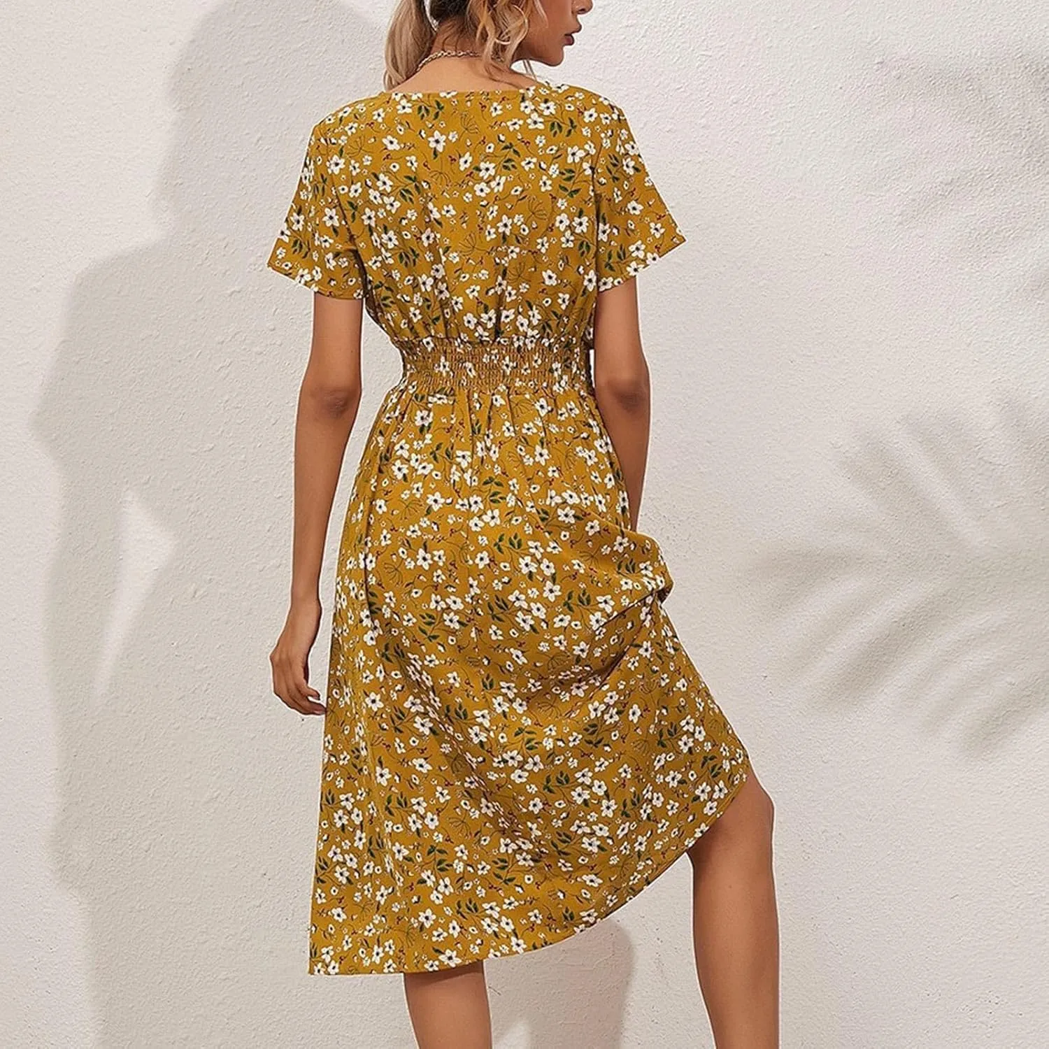 Dresses for Women 2025 Swing Flowy Ruffle Hem Swing Spring Summer Casual Womens Summer Dresses