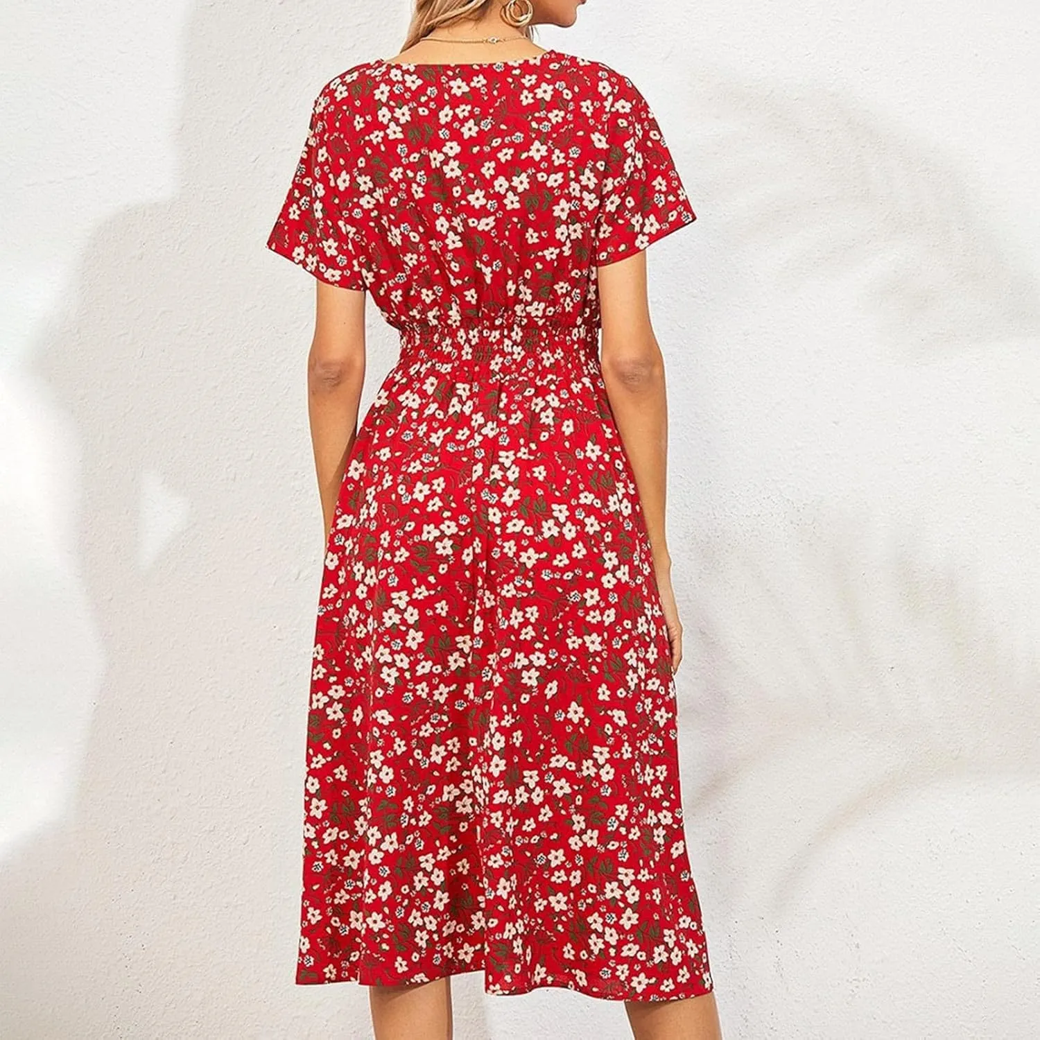Dresses for Women 2025 Swing Flowy Ruffle Hem Swing Spring Summer Casual Womens Summer Dresses