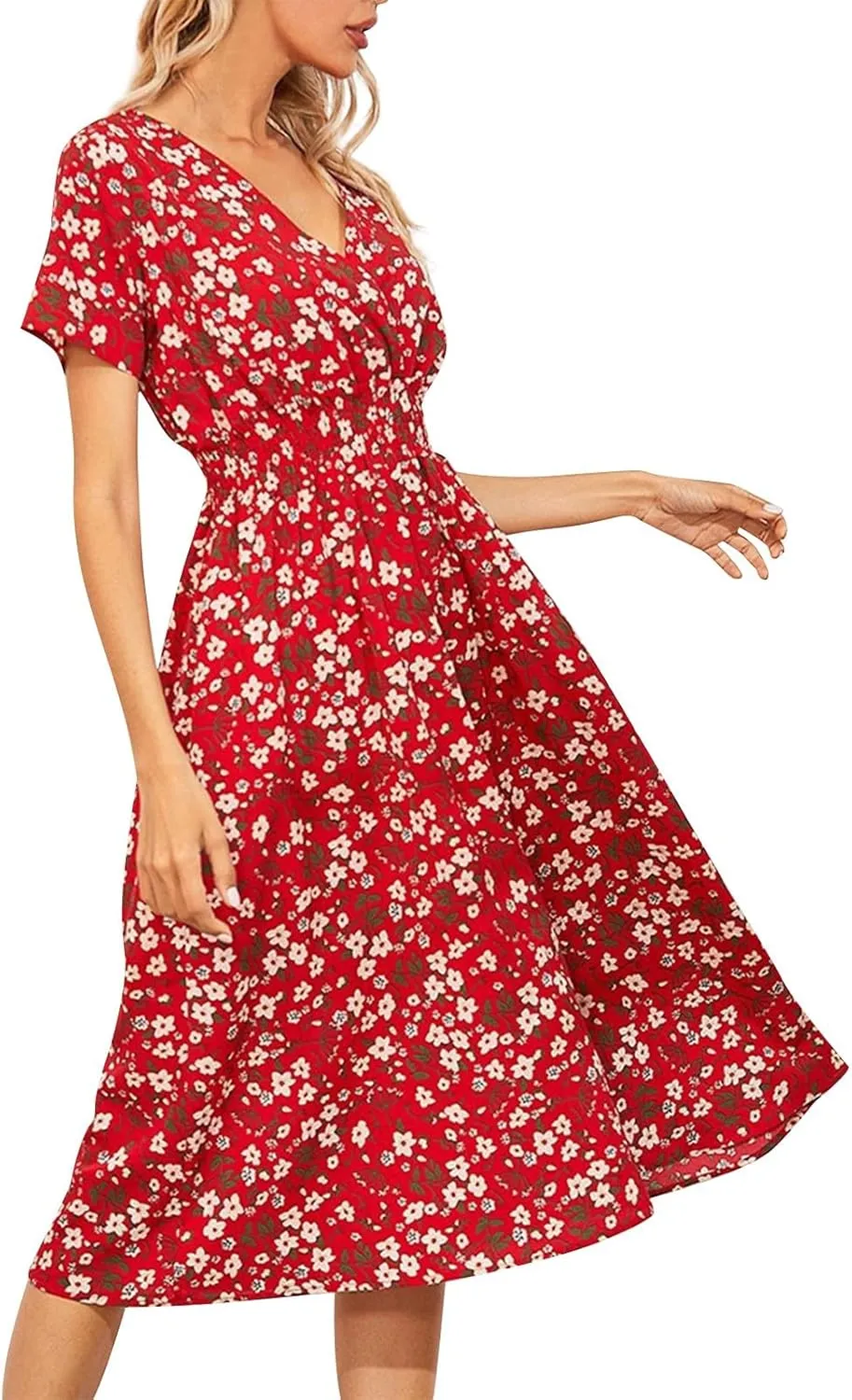 Dresses for Women 2025 Swing Flowy Ruffle Hem Swing Spring Summer Casual Womens Summer Dresses