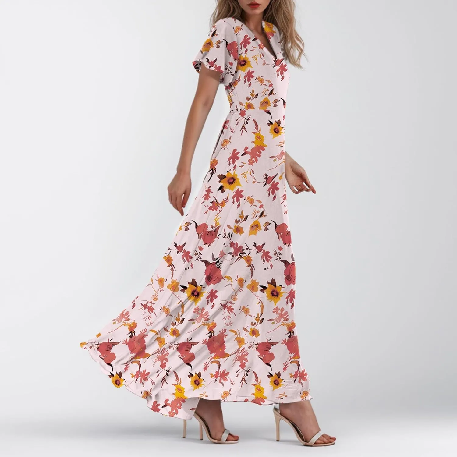 Easter Dress for Women Chiffon Dress Summer Dresses for Women 2025 Swing Swing Flowy Ruffle