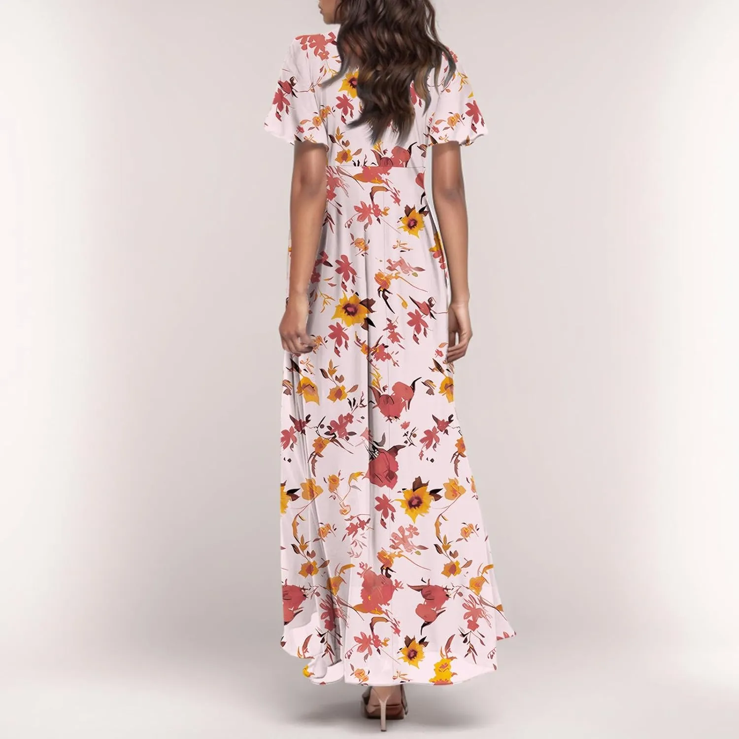 Easter Dress for Women Chiffon Dress Summer Dresses for Women 2025 Swing Swing Flowy Ruffle