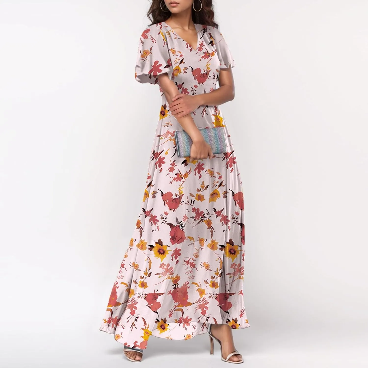 Easter Dress for Women Chiffon Dress Summer Dresses for Women 2025 Swing Swing Flowy Ruffle